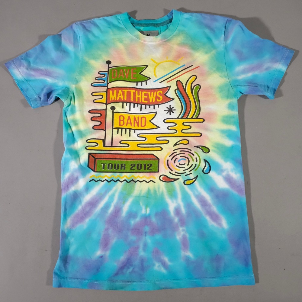 Dave Matthews Band T-Shirt Mens Medium Blue Tie Dye Tour 2012 Concert Graphic